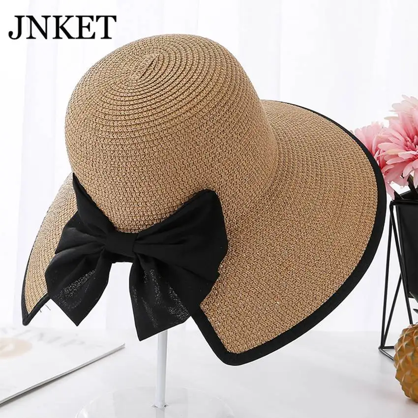 JNKET Новая мода Женские соломенные шляпы от солнца пляжная шляпа на открытом