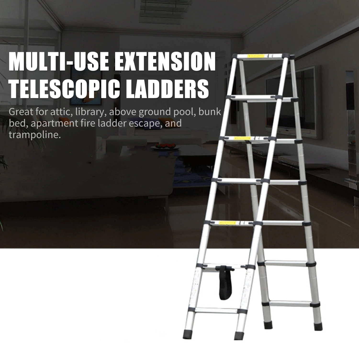Телескопическая складная алюминиевая лестница 330 фунта| |
