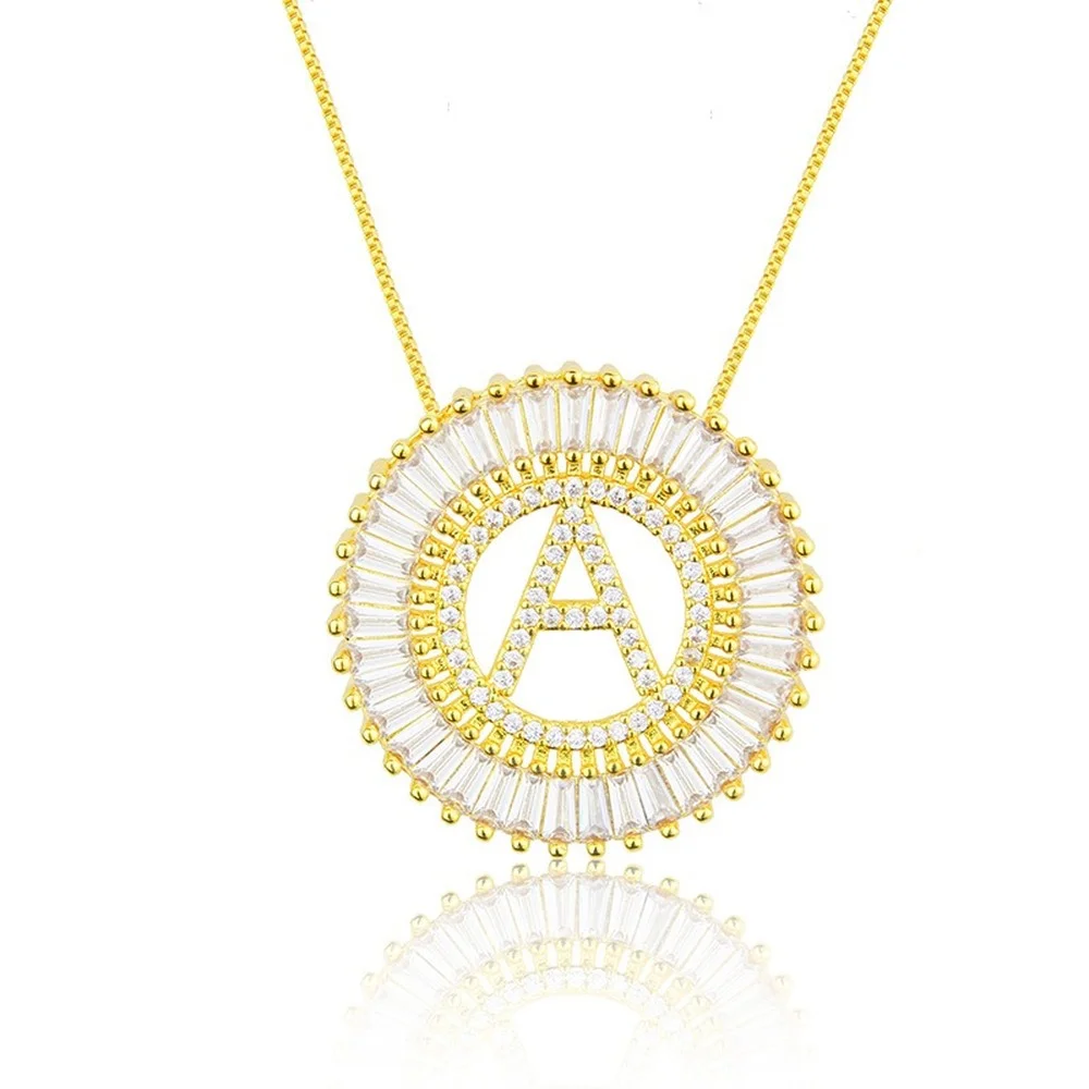 

2021 new European and American fashion ladies party brass inlaid zircon letter necklace fashion trend pendant clavicle necklace
