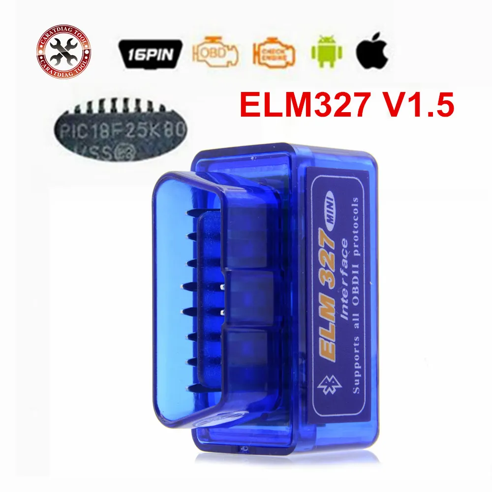 Автомобильный диагностический мини сканер ELM327 V1.5 Bluetooth OBD2 / OBDII для Android чип