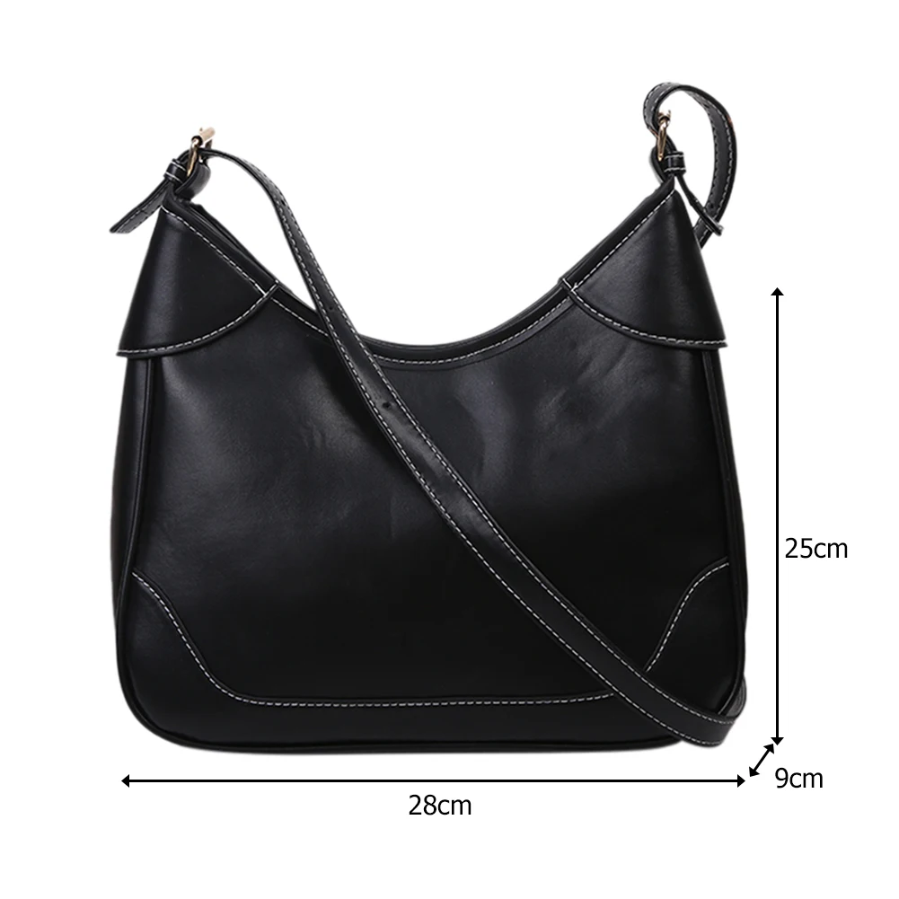 

Retro Pure Color Messenger Bag Women PU Casual Travel Shoulder Handbag Tote