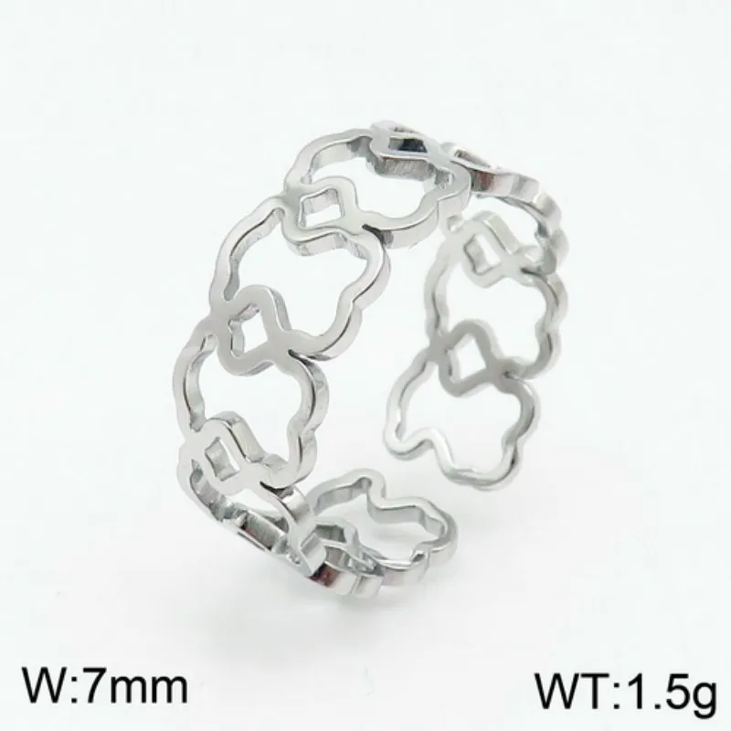 Кольцо из нержавеющей стали с медведем Лидер продаж женское милое регулируемое