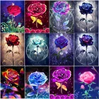 Алмазная 5D картина сделай сам, картина с цветами и розами, мозаика для вышивки крестиком, полноразмернаякруглая вышивка с розами, украшение для дома