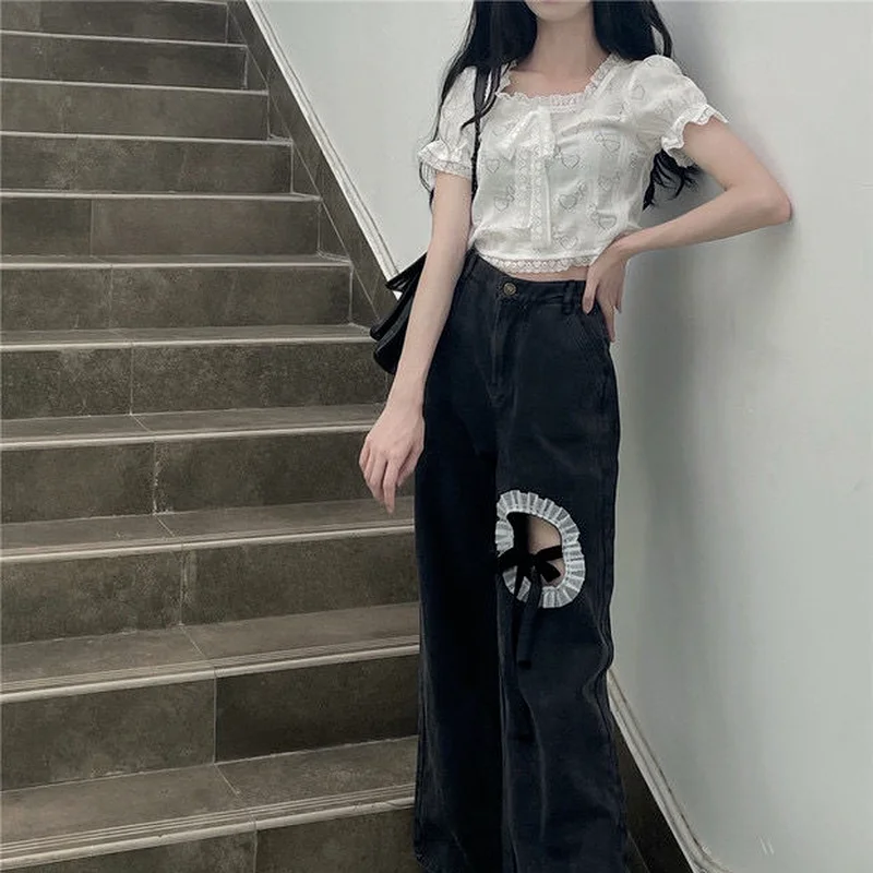 Женская шифоновая блузка с пышными рукавами Повседневная белая приталенная