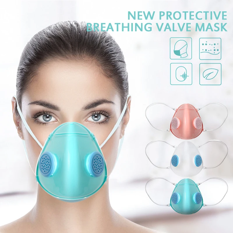Многоразовая силиконовая Маска с дыхательным клапаном для улицы прозрачная