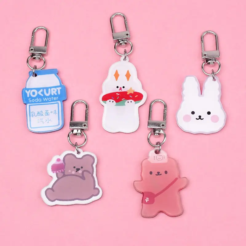 Корейский милый маленький медведь брелок кролик двусторонний акриловый