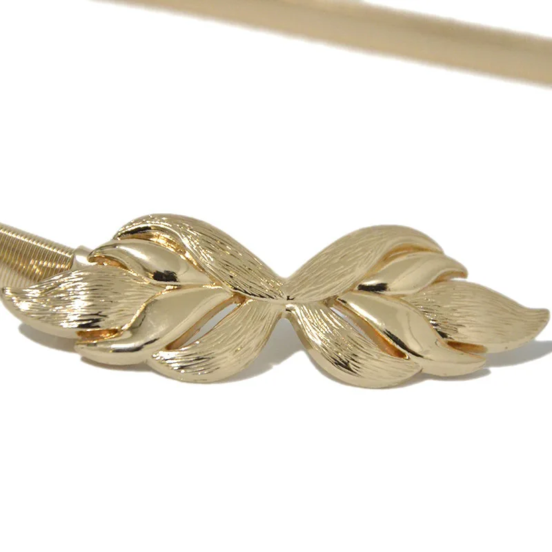 

New Style Hot Selling WOMEN'S Metal Spring Chain Belt Sweet Fashion Double Lotus a Pair of Buckles Stretch Chain