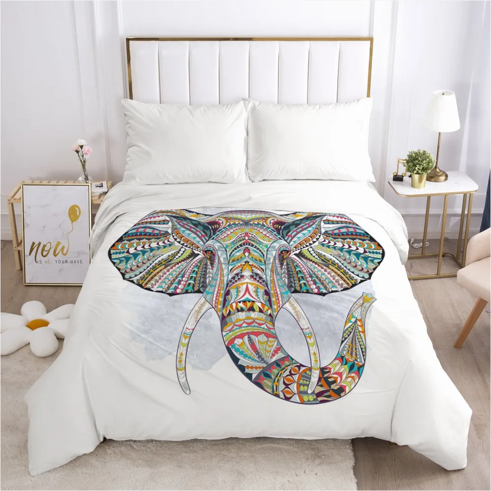 

Customize 3D Duvet Cover with Zipper Comforter/Quilt/Blanket Cover 140x200 155x220 Bohemia elephant Bedding Drop ship