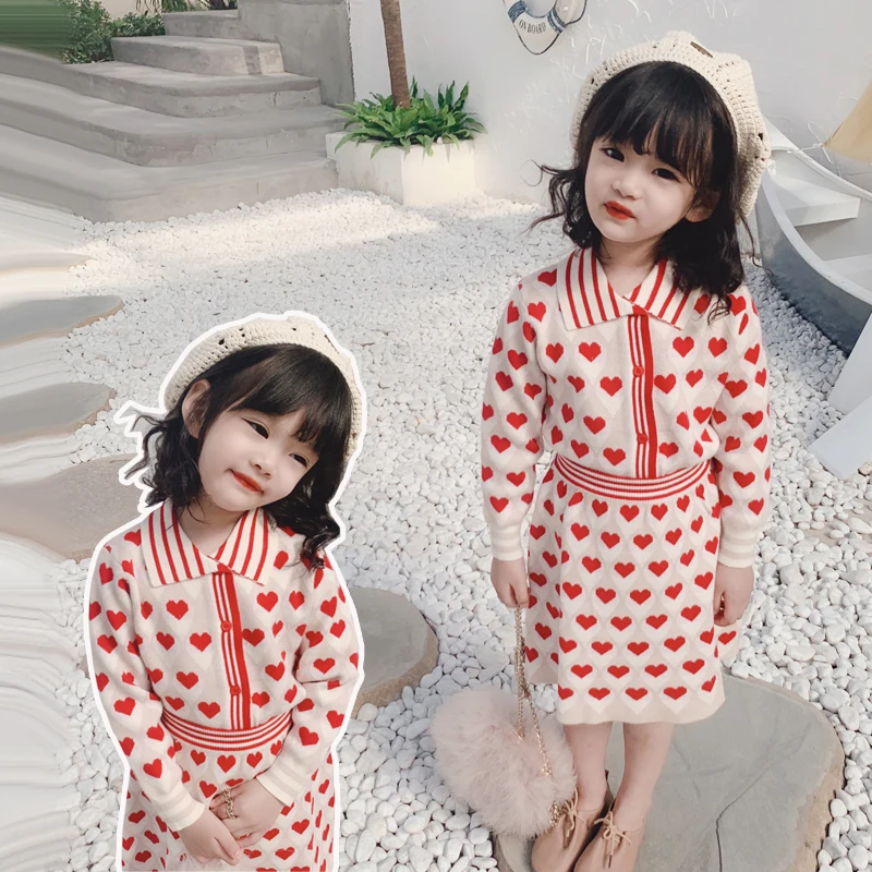 Весенне-осенний комплект из 2 предметов для девочек Детский кардиган + мини-юбка