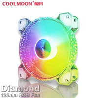 coolmoon 12cm transparent chassis fan small 6pin interface 120mm diamond rgb fan chassis silent fan aura sync diamond 62