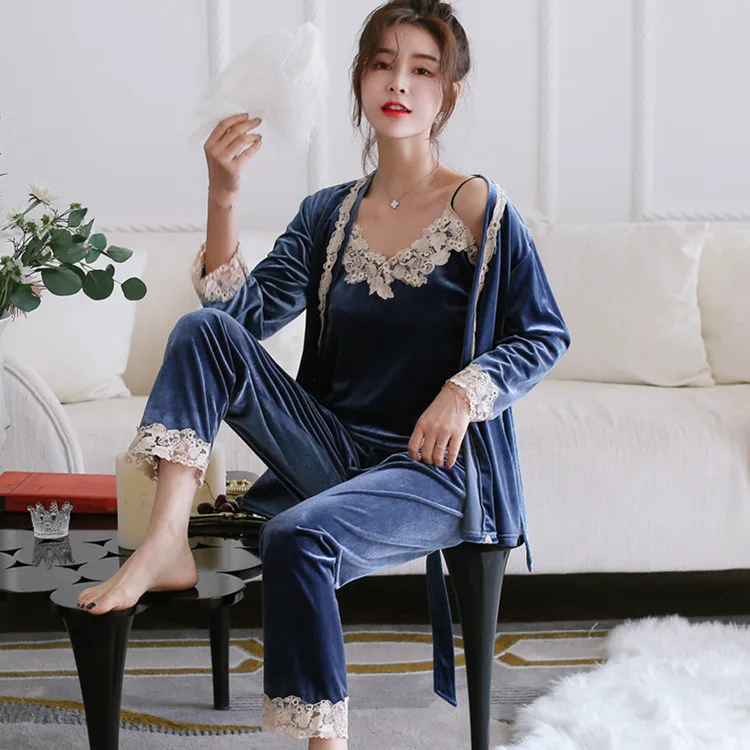 Осенне-зимний теплый пижамный комплект женская сексуальная одежда для сна