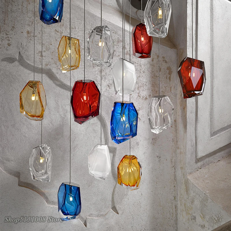 Nordic Ice cube Glass LED G4 подвесные светильники цветные хрустальные гостиная кухня