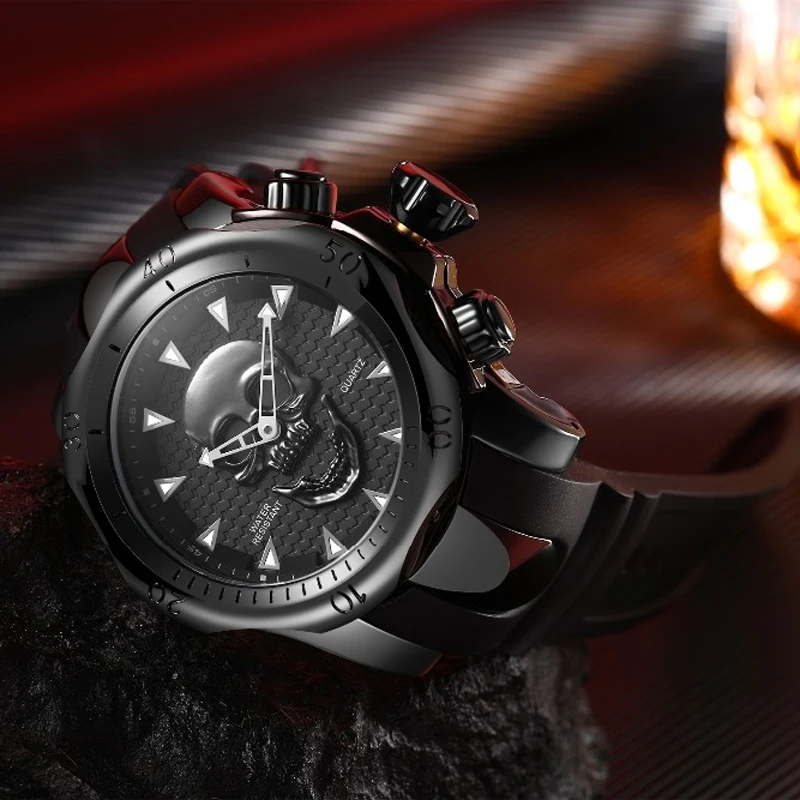 Часы наручные мужские кварцевые с черепом Брендовые спортивные специальные для