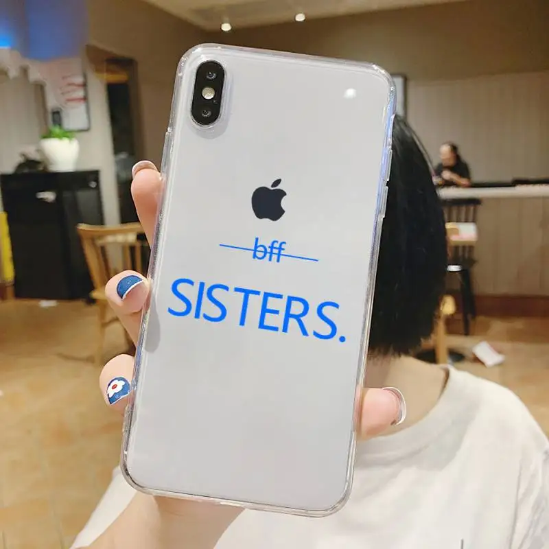 

bff Sisters tv pink friend text Phone Case Transparent soft For iphone 5 6 7 8 11 12 s c se plus mini x xs xr pro max shell