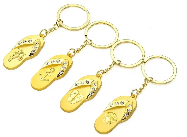Бесплатный Логотип персонализированный брелок в форме тапочек золотого цвета с