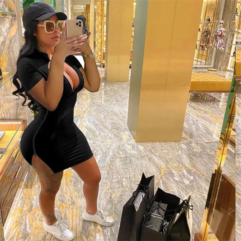 

Sexy Plus Size Bodycon Mini Dress Long Sleeve Fall Clothes for Women Fashion Oversized Vestidos Night Party Club Dresses