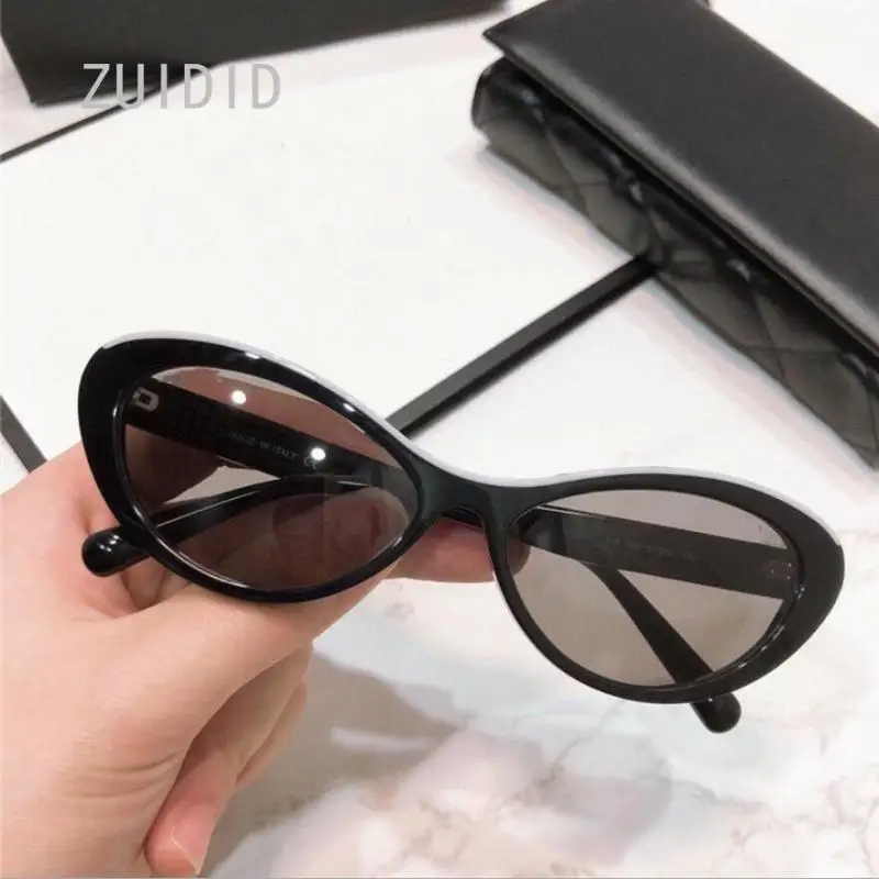 

Cat Eye Classic Black White Acetate Black Frame Sunglasses Women Style Polarized Gradient Grey Lens Steampunk Ellipse Shades