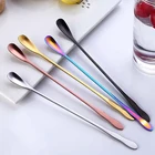 Новый стиль 1 шт. Нержавеющаясталь Кофе ложки с длинной ручкой красочные Кофе совки десерт Чай ложка укомплектованный Кухня гаджет инструмент