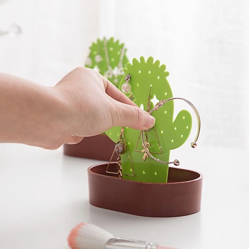 1 шт. пластиковая вешалка органайзер в форме кактуса для сережек колец и