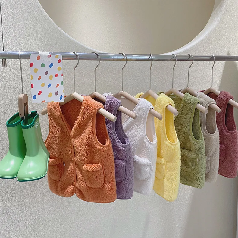 

Children Vest Jacket Winter Clothing Girls Solid Color Coat Kids Warm Jacket Cotton Clothes Baby Boy Toddler Sleeveless Outwear