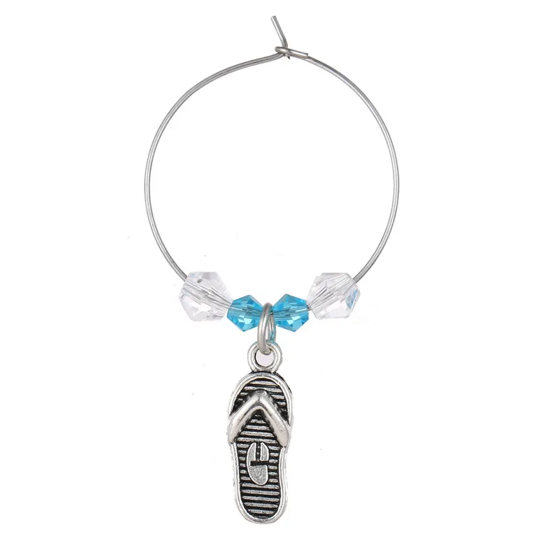 12pcs Wine Glass Goblet Charms With Blue Pearl Silver Dangle For Jewelry Making Winemaker Christmas Table Decoration Family Set | Украшения