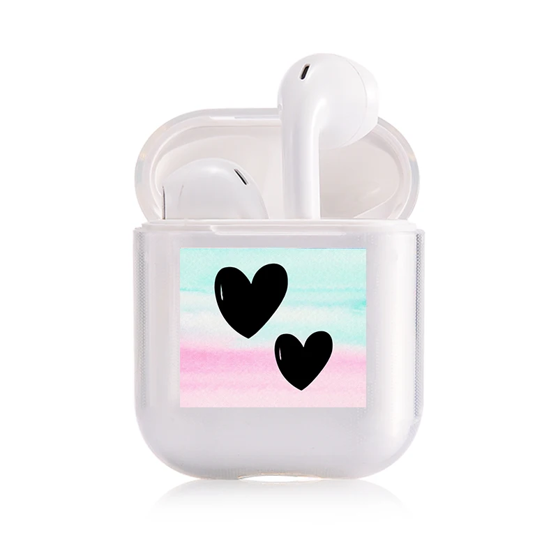 I300218 Хроматический модный наушник чехол для Apple Airpods чехол простой милый любовь сердце Bluetooth поп AirPods чехол прозрачный жесткий чехол - Цвет: I300218