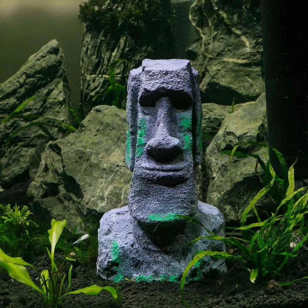 Украшение для аквариума с каменной головкой на древнем пасхальном острове