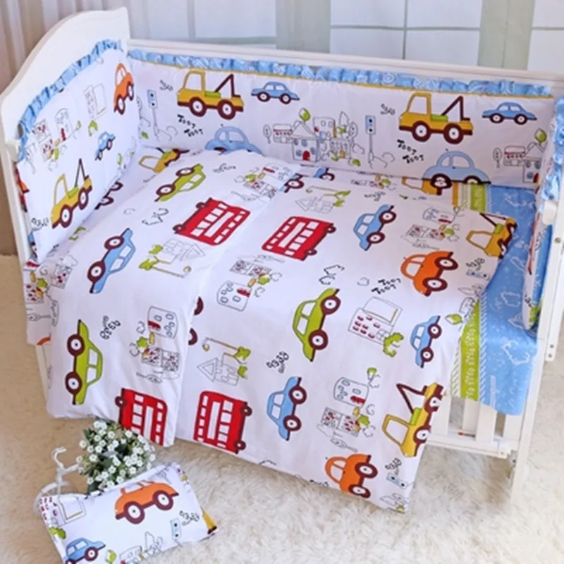 

Cartoon Car 6/7PCS Cartoon Baby Bedding Crib Set Baby Bed Accessories protetor de berço Cradle Safety Fence,120*60/120*70cm