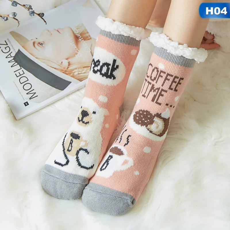 

Women Winter Home Slippers Socks Christmas Female Cartoon Animal Elk Floor Socks Plush Non-slip Carpet Fluffy Warm SocksDropship