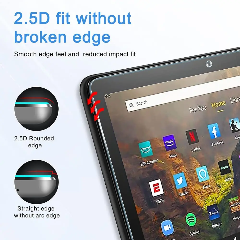 [2 Pack] All-new Fire HD 10 Plus/Fire Kids Pro Screen Protector (11th Gen 2021 Releas) - Anti-Scratch Tempered Glass | Компьютеры и