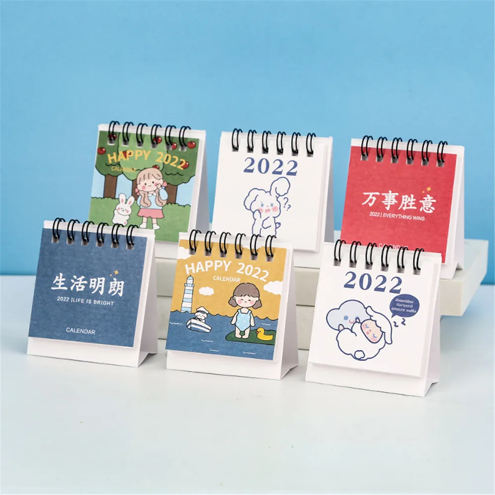 

2022 Mini Desk Calendar Kawaii Daily Weekly Planner Yearly Schedule Organizer Agenda Stationery Office School Supplies