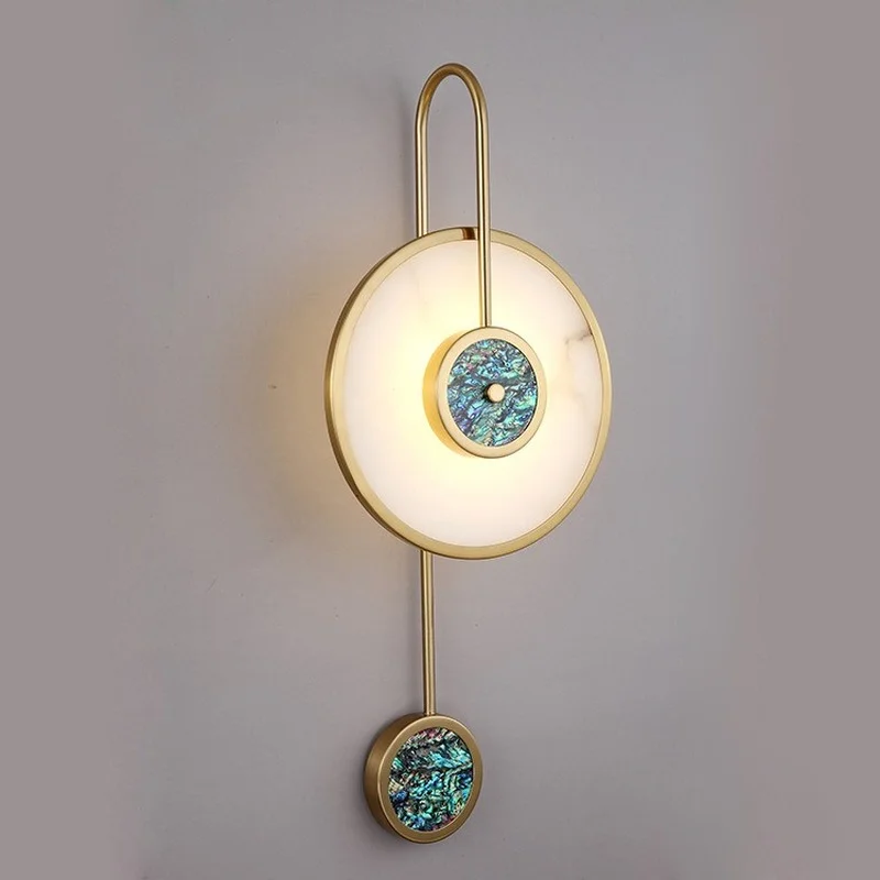 

Marble Wall Light Luxury Golden Round Copper Wall Lamp Nordic Sconce For Living Room Dining Restroom Bedroom Aisle Stair