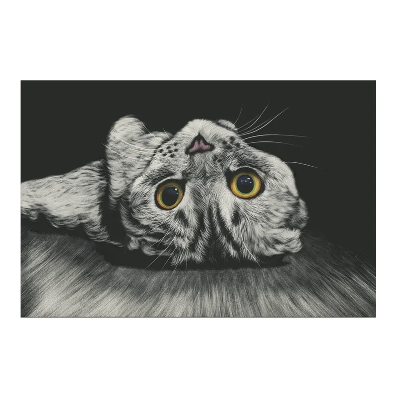 

1 Piece Canvas Poster Painting Cat Lying on The Floor Print Home Decor Poster HD Cute Black Cat Picture for Room Decoration