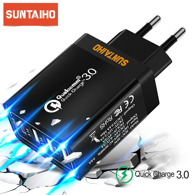 Suntaiho USB Зарядное устройство быстрое зарядное устройство QC 3,0 для iPhone X 4-Порты и разъёмы быстрое настенное зарядное устройство для samsung S9 Xiaomi huawei мобильного телефона Зарядное устройство
