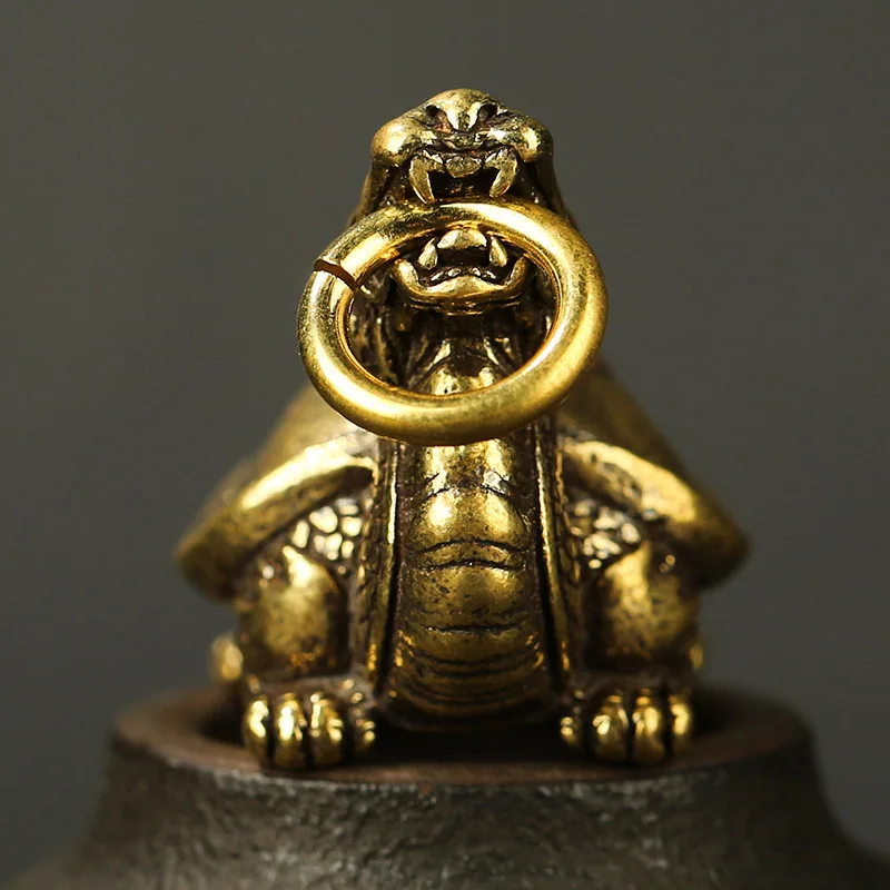 Ретро латунная подвеска в виде черепахи дракона ручная работа брелок для