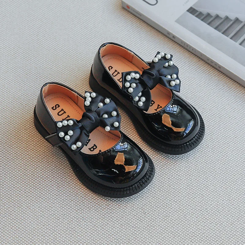 

Girls Leather Shoes 2021 Summer New Black Fashion White Children's Autumn Little Baby Princess Shoes Soft Sole Kid's Shoes