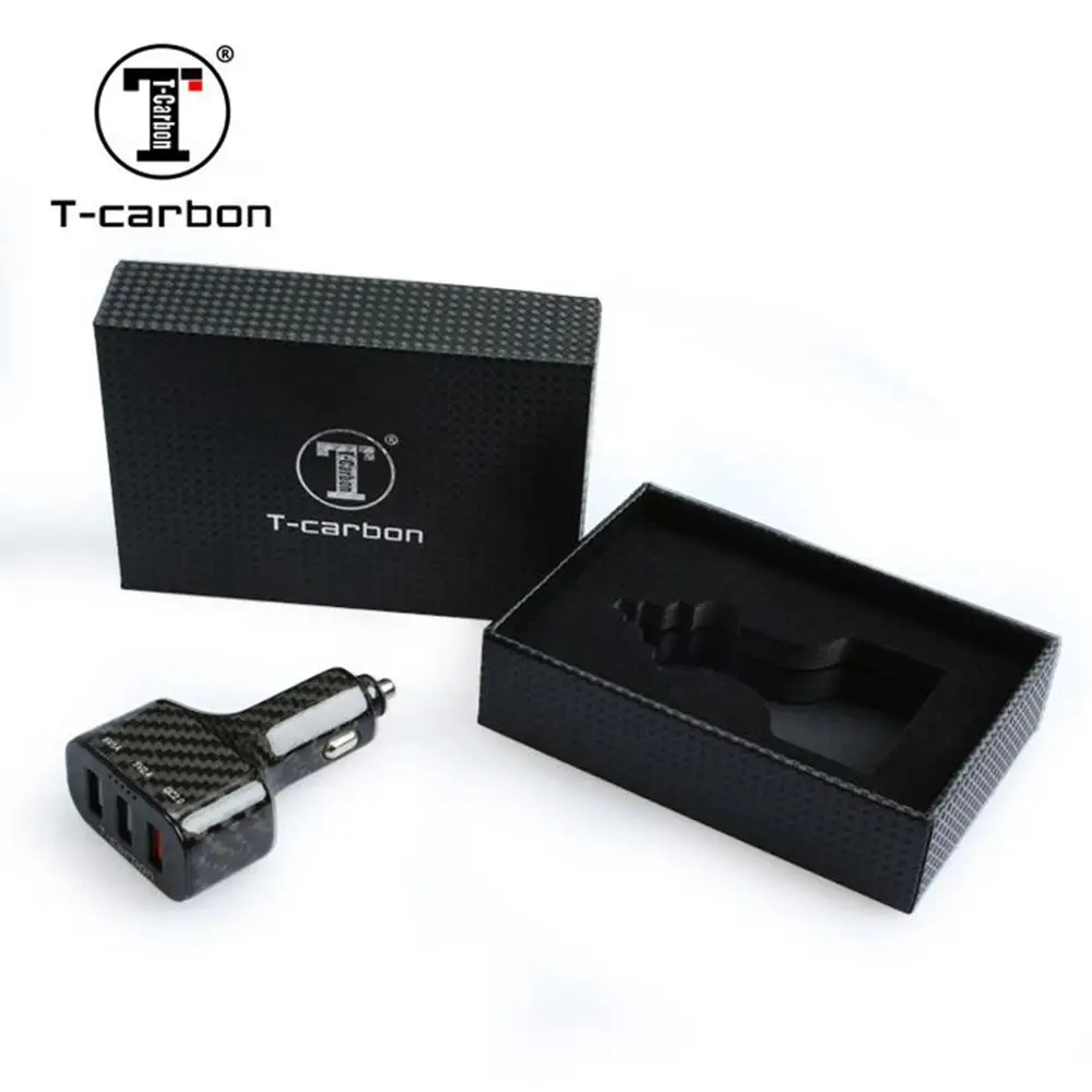 T carbon углеродное волокно высокое качество 3 отверстия USB Автомобильное зарядное