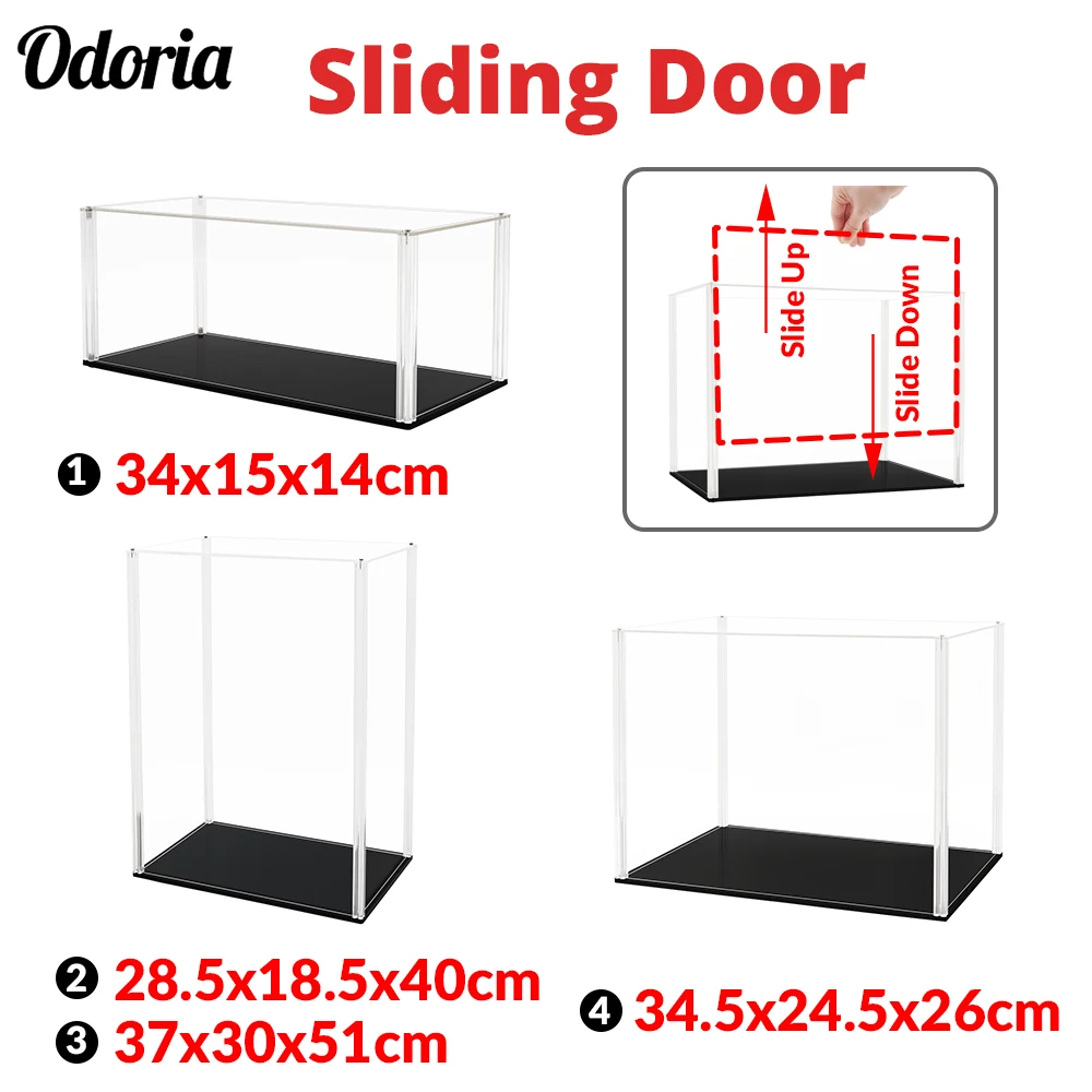 Odoria 34/40/51 см Раздвижная Дверь Акриловый чехол для дисплея большая Пылезащитная