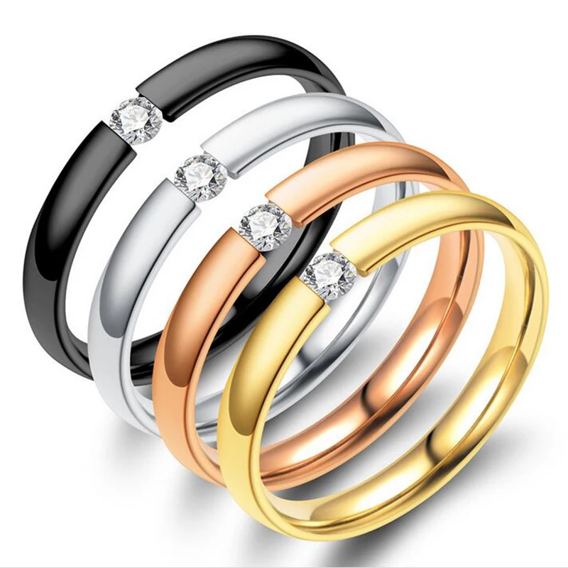 Серебро Черное золото розовое нержавеющая Стразы открытая клипса обручальное