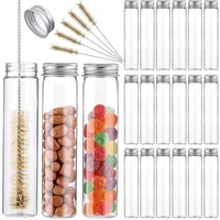 18 pieces 115 ml clear plastic test tubes with screw caps flat bottomed transparent test tube with 5 tube cleaning brushes