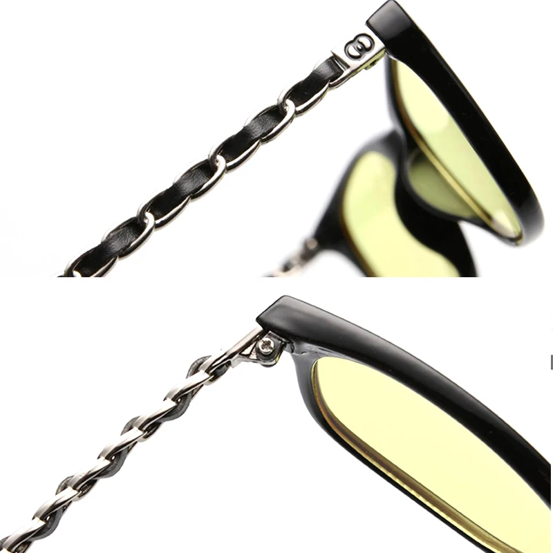 

IVSTA Fashion Women Glasses Myopia Night Vision Yellow Lenses with Chain Design Anti Blue Rays Computer Gaming Prescription
