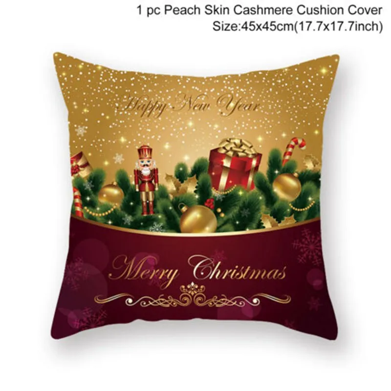 

Merry Christmas Throw Pillow Cases Home Decorations 18" 3D Pillow Case Xmas Gift Sofa Waist Cushion Cover