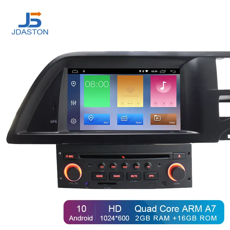 Фото Автомобильный DVD плеер JDASTON Android 10 0 для Citroen C5 2005 2012 GPS навигация аудио Wi Fi