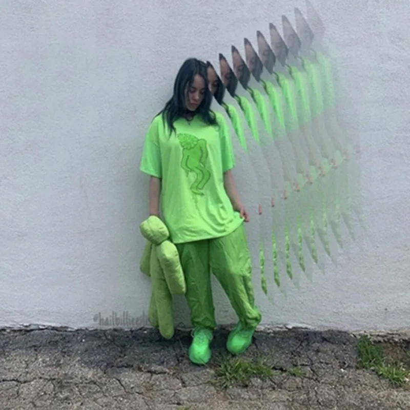 Многоцветный Billie Eilish Футболка мужская женская уличная одежда, футболки хип-хоп Музыка Billieeilish футболка размера плюс футболки одежда kanbap1992 - Цвет: Многоцветный