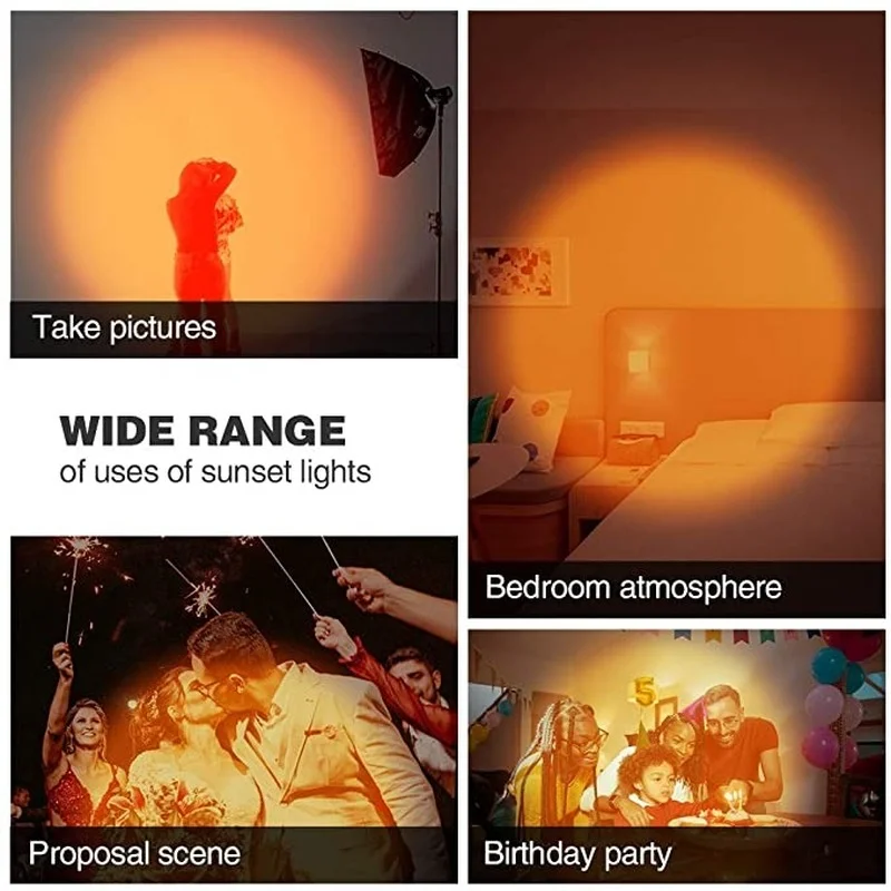 

2021 USB Button Rainbow Sunset Projector Atmosphere Led Night Light Home Coffe Shop Background Wall Decoration Colorful Lamp