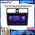 Автомобильный радиоприемник, мультимедийный проигрыватель для Suzuki Swift 128, 2005, 2006, 2007-2008, 6G + 2010G, QLED, 4G, LTE, Carplay, Android 10, GPS, BT