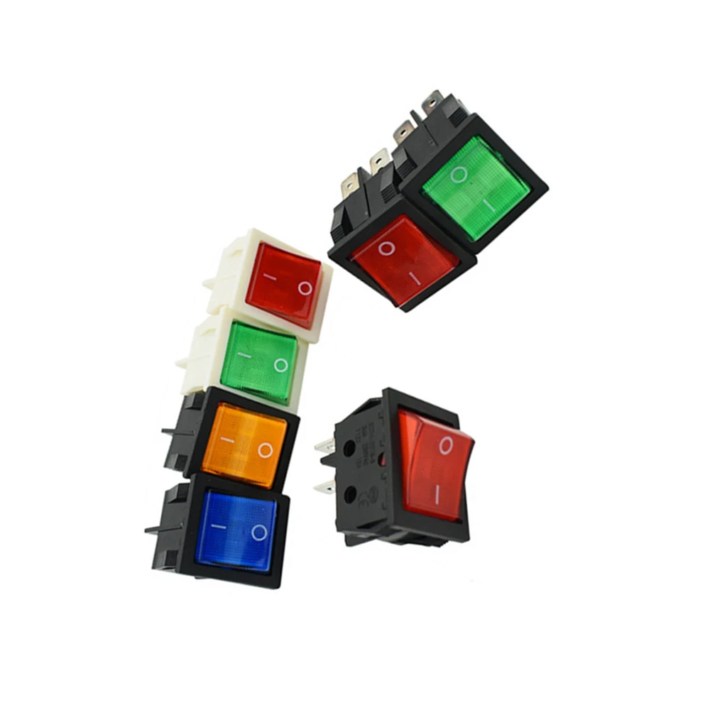 

2PCS KCD4 Rocker Power Switch With Led 4Pin 6Pin ON-OFF AV 30A 250V High Current Special for Welding Machine 25*31MM button
