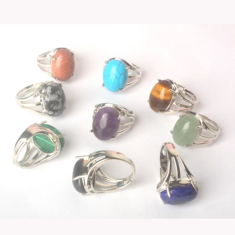 Новое посеребренное овальное Смешанное Кристальное кольцо с изменяемым