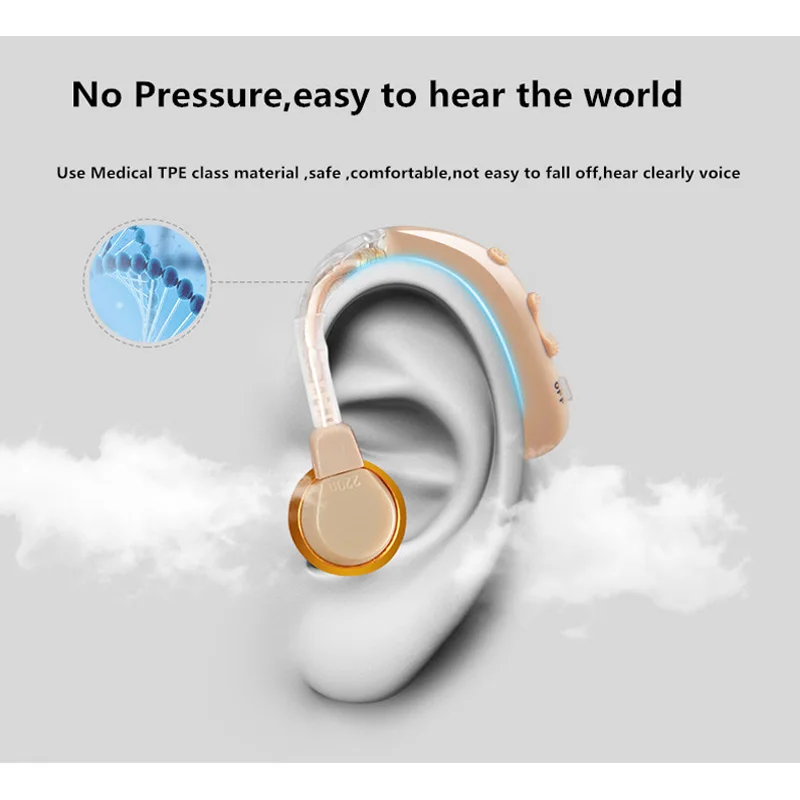 Шум снижение Перезаряжаемые громко слуховой аппарат мини уха машина для глухих
