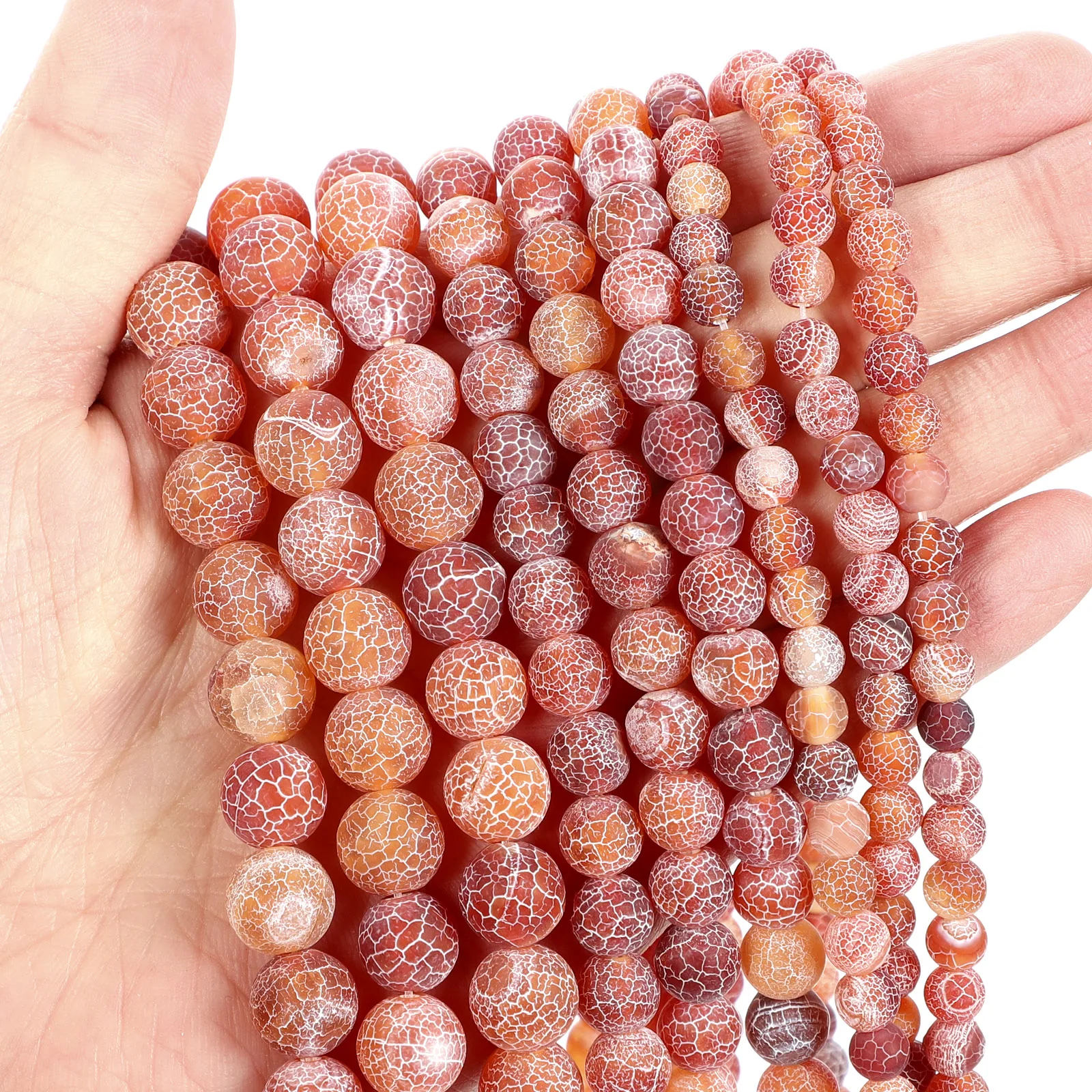 Бусины из натурального камня матовые красные прочные круглые бусины-разделители